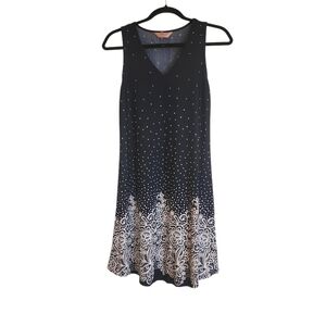SJS Sleeveless Navy/White Polka Dot Embroidered Dress Size SP Lightweight Flowy
